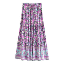 Load image into Gallery viewer, Green Floral Print ,Beach Bohemian Skirt,Boho Skirts
