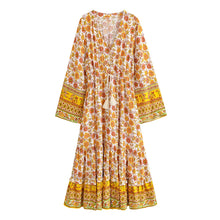 Load image into Gallery viewer, Boho Floral Print Maxi Dress Tiered Ruffle Beach Bohemian Dress
