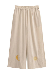 Sun and Moon Embroidery ,Bohemian Pants ,Boho Trousers