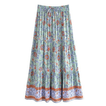 Load image into Gallery viewer, Green Floral Print ,Beach Bohemian Skirt,Boho Skirts
