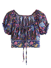 Load image into Gallery viewer, Floral Print ,Beach Sleeveless Crop Tops, Bohemian Ruffles Camis
