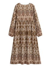 Load image into Gallery viewer, Lantern Sleeve Tie Neck , Wild Floral Maxi Dress,Holiday Boho Dress
