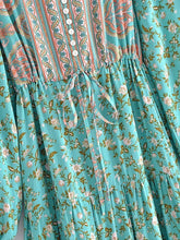 Load image into Gallery viewer, Bohemian Maxi Dresses ,Green Floral ,Summer Boho Dress
