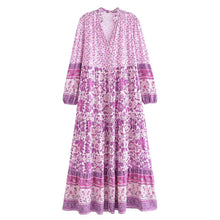 Load image into Gallery viewer, Vintage Floral Print,Beach Bohemian Maxi Dress ,Boho Dresses Robe
