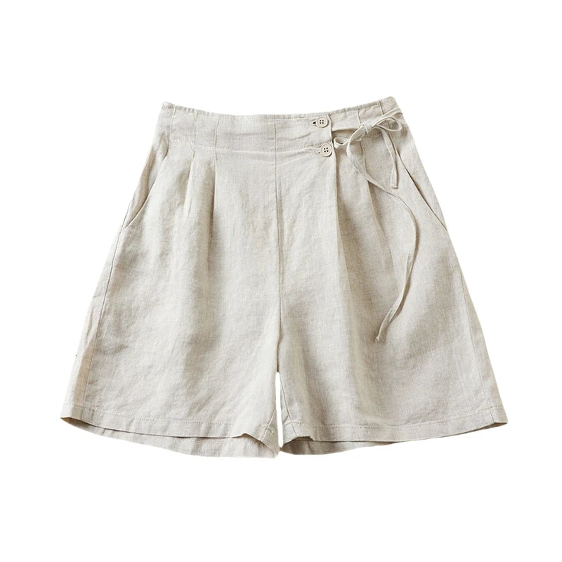 Solid Linen Cotton Shorts,Boho Shorts
