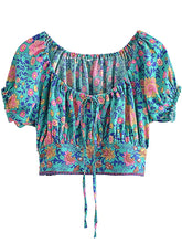 Load image into Gallery viewer, Floral Print ,Beach Sleeveless Crop Tops, Bohemian Ruffles Camis
