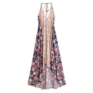 Wild Floral ,Open Back,Strapless Boho Dress