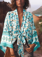 Load image into Gallery viewer, Vintage Floral Print ,Beach Summer Kimono , Boho Cover-ups

