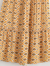 Load image into Gallery viewer, Olive Geometric Tiered Boho Maxi Skirt - Elastic Long Skirt
