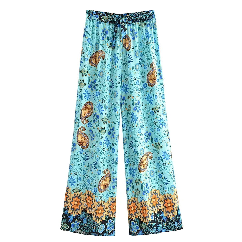 Pink Floral Print ,Bohemian Pant , Rayon Boho Pants