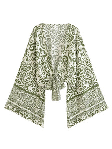 Wild Floral ,Short Kimono ,Bikini Boho Cover-ups