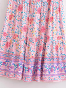 Boho Skirt, Maxi Skirt, Wild Pink Flower