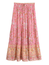 Load image into Gallery viewer, Pink Floral Print ,Beach Bohemian Skirt,Boho Skirts
