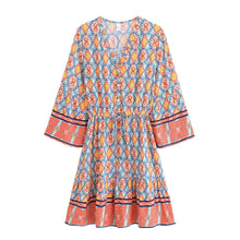 Load image into Gallery viewer, Geometry Print ,Bohemian Mini Dress,Boho Dress
