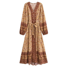 Load image into Gallery viewer, Elegant Floral Print ,Bohemian Maxi Dress ,Holiday Boho Dress
