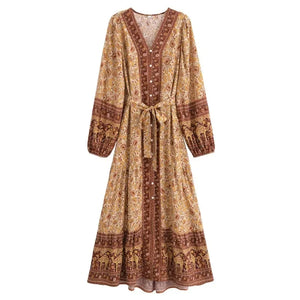 Elegant Floral Print ,Bohemian Maxi Dress ,Holiday Boho Dress