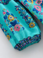 Load image into Gallery viewer, Peacock Green Floral ,Beach Bohemian Maxi Dress,Holiday Boho Dress

