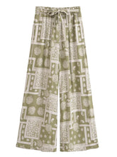 Load image into Gallery viewer, Geometric Floral Print ,Wide Leg Bohemian Pants , Boho Pant Pockets

