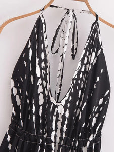 Floral Print ,Backless Sexy Beach Bohemian Dress,, High-Low Boho Dress