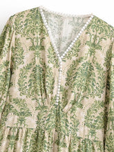 Load image into Gallery viewer, Lantern Sleeve Tiered A-Line Robe Autumn Holiday Vacation Maxi Dress
