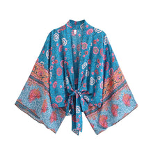 Load image into Gallery viewer, Bohemian Kimono, Boho Bikini Cover-ups,Yellow Floral
