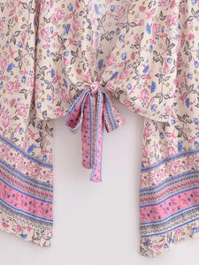 Wild Floral Print ,Short Kimono ,Bikini Cover-ups