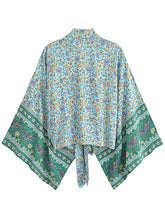 Load image into Gallery viewer, Bohemian Kimono, Boho Bikini Cover-ups,Green Floral Print

