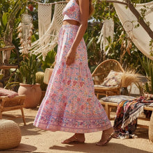 Load image into Gallery viewer, Boho Skirt, Maxi Skirt, Wild Pink Flower
