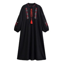 Load image into Gallery viewer, Retro Floral Emberoidery ,Lantern Sleeve Maxi Dress, Boho Dress
