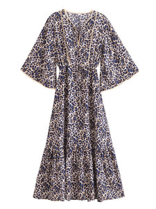 Leopard Print ,Bohemian Maxi Dress,Boho Dress