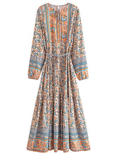 Load image into Gallery viewer, Elegant Lace-up Tassel Wild Floral Print Beach Bohemian Maxi Dress
