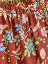 Load image into Gallery viewer, Terracotta Floral Tiered Bohemian Maxi Skirt - Summer Beach Skirt
