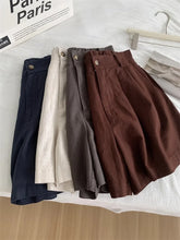 Load image into Gallery viewer, Boho Linen Blend Pleated Shorts Wide Leg Shorts with Pockets
