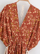 Load image into Gallery viewer, Brown Floral Tassel Beach Bohemian Maxi Dress  Vacation Boho Dress
