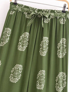 Purple Floral , Wide Leg Pants with Pockets ,Vacation Boho Pant