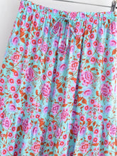 Load image into Gallery viewer, Wild Floral Print ,Bohemian Skirt with Pockets,Ruffles Boho Skirt
