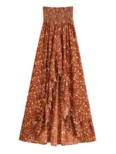 Load image into Gallery viewer, Floral High Low Maxi Skirt Ruffle  A-Line Skirt  Ethnic Print Skirt
