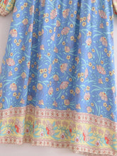 Load image into Gallery viewer, Blue Floral ,Beach Bohemian Maxi Dress,Boho Dress
