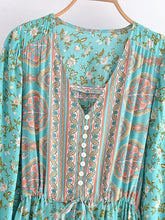 Load image into Gallery viewer, Bohemian Maxi Dresses ,Green Floral ,Summer Boho Dress
