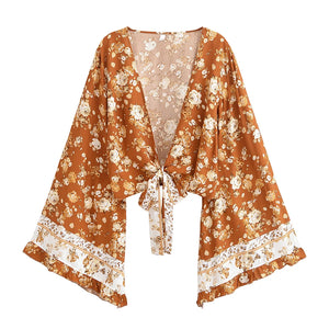 Wild Floral Print ,Boho Kimono,Bikini Cover-ups