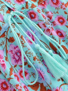 Wild Floral , Deep V-neck ,Autumn Boho Maxi Dress