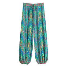 Load image into Gallery viewer, Green Floral Print ,Baggy Pants , Yoga Bloomers
