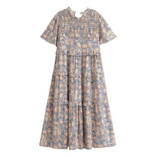 Load image into Gallery viewer, Floral Print Smocked Maxi Dress  Tiered Ruffle Dresses Bohemian Beach Sundress
