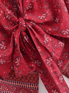 Bohemian Kimono, Boho Bikini Cover-ups,Red Floral
