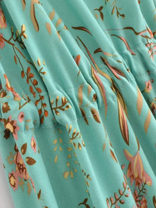 Floral Print ,Backless Sexy Beach Bohemian Dress,, High-Low Boho Dress
