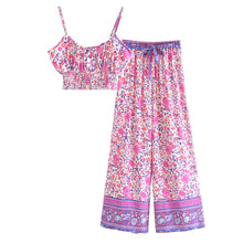 Load image into Gallery viewer, Pink Floral Print Suits,Boho Sets Outfits
