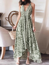 Load image into Gallery viewer, Geometric Print , Backless Sexy Maxi Dress ,Boho Dress
