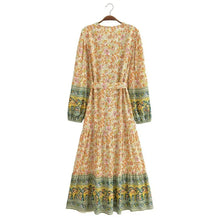 Load image into Gallery viewer, Elegant Floral Print ,Bohemian Maxi Dress ,Holiday Boho Dress
