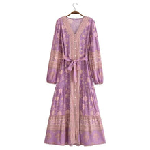 Load image into Gallery viewer, Floral Print ,Breasted Bohemian Maxi Dress, Boho Dress Robe
