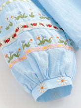 Load image into Gallery viewer, Floral Embroidery, Linen Cotton  Shirts ,Boho Blusas
